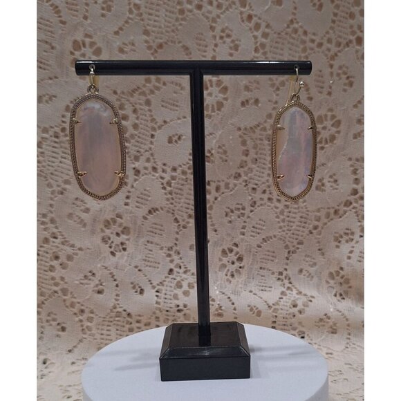 Kendra Scott Elle Gold Drop Earrings in Ivory Mother-of-Pearl - Picture 2 of 9